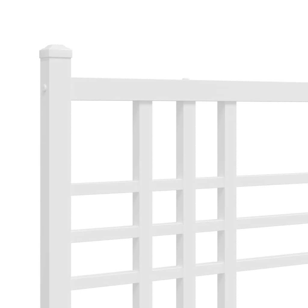 Metal Bed Frame with Headboard and Footboard White 137x190 cm