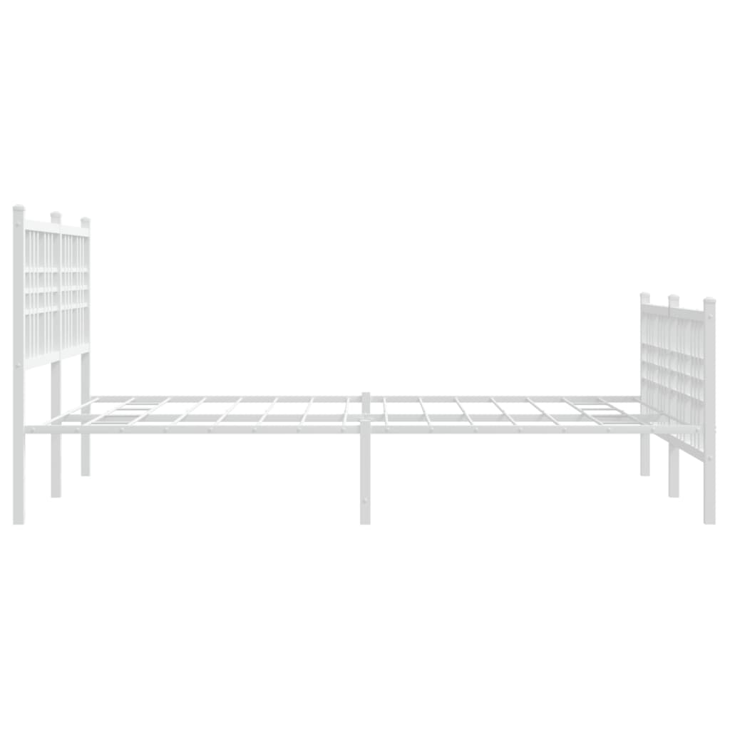 Metal Bed Frame with Headboard and Footboard White 140x190 cm