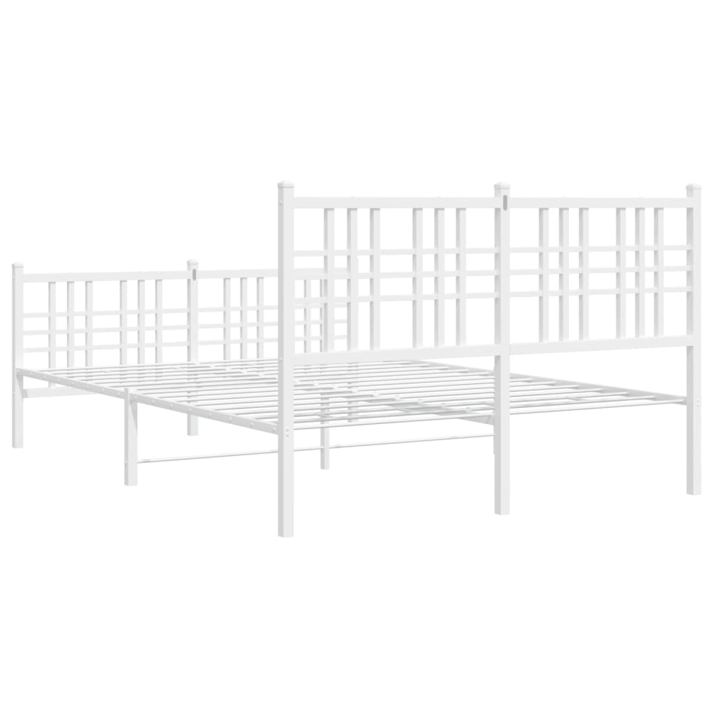 Metal Bed Frame with Headboard and Footboard White 140x200 cm