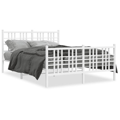 Metal Bed Frame with Headboard and Footboard White 140x200 cm