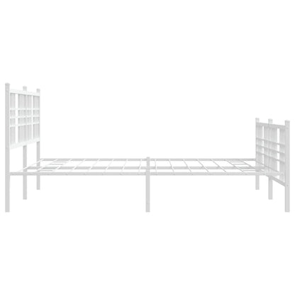 Metal Bed Frame with Headboard and Footboard White 150x200 cm King Size