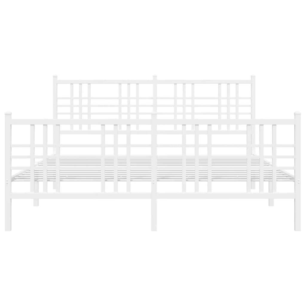 Metal Bed Frame with Headboard and Footboard White 160x200 cm