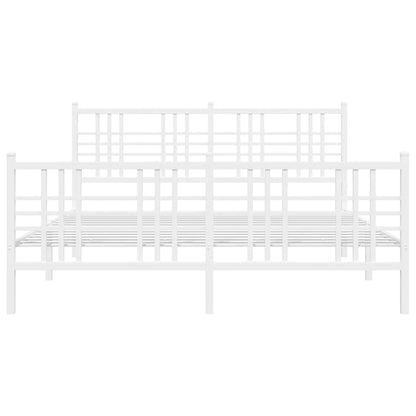 Metal Bed Frame with Headboard and Footboard White 160x200 cm