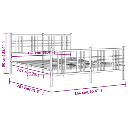 Metal Bed Frame with Headboard and Footboard White 160x200 cm