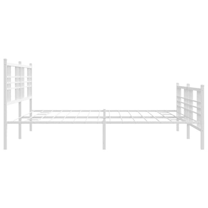 Metal Bed Frame with Headboard and Footboard White 180x200 cm Super King