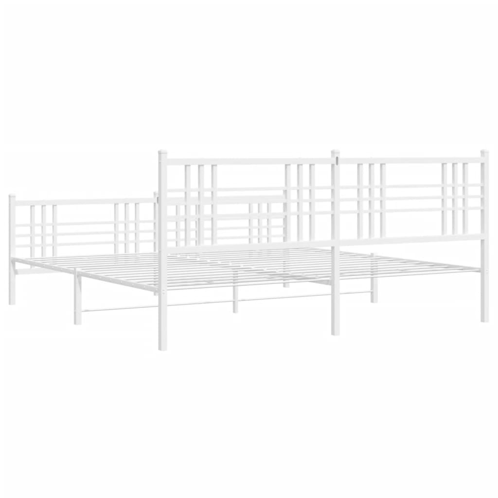 Metal Bed Frame with Headboard and Footboard White 183x213 cm