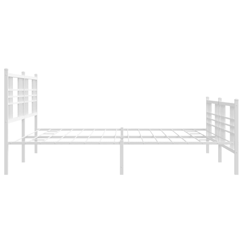 Metal Bed Frame with Headboard and Footboard White 193x203 cm