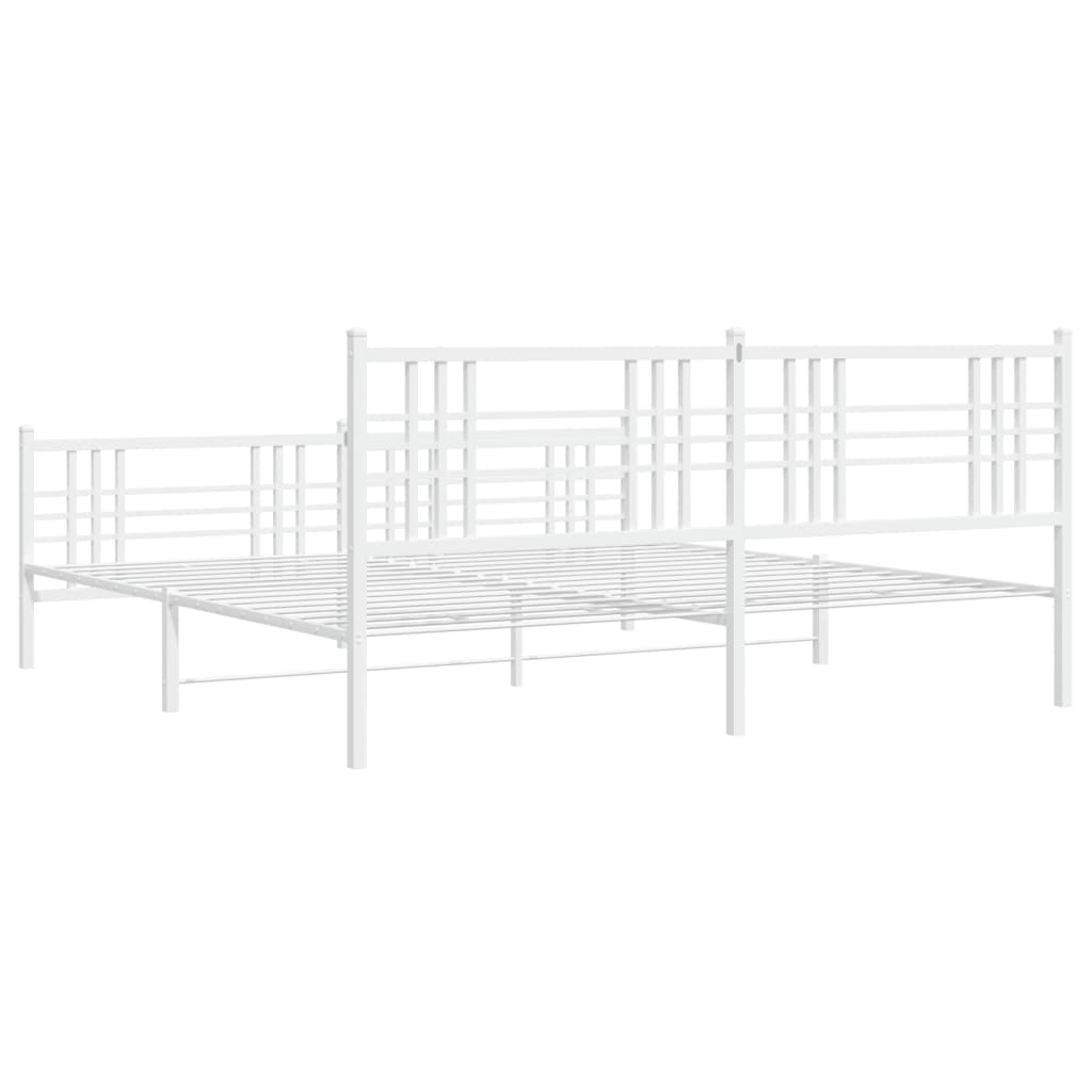 Metal Bed Frame with Headboard and Footboard White 193x203 cm