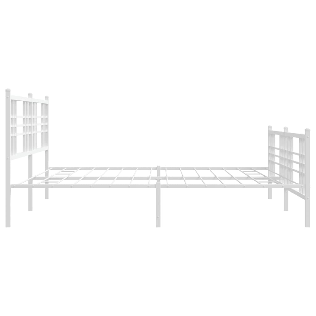 Metal Bed Frame with Headboard and Footboard White 200x200 cm