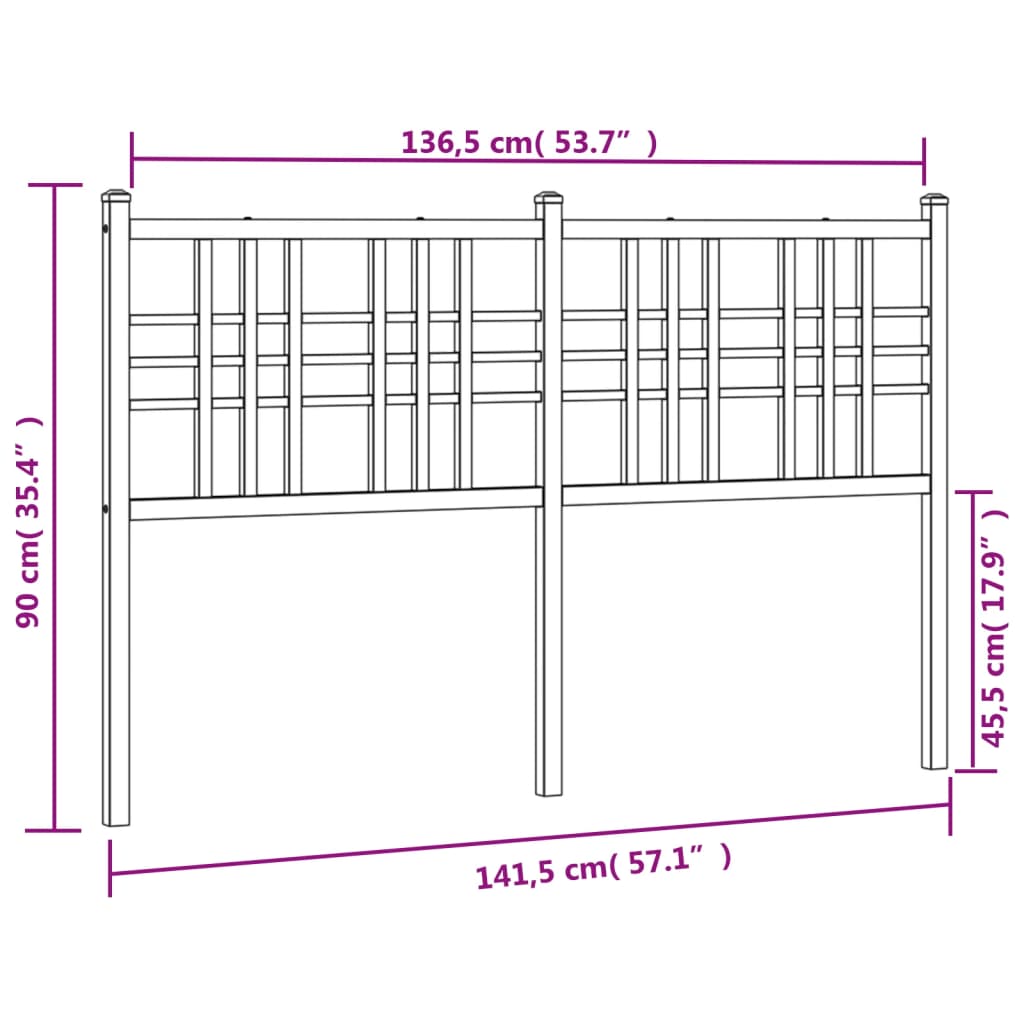 Metal Headboard White 137cm