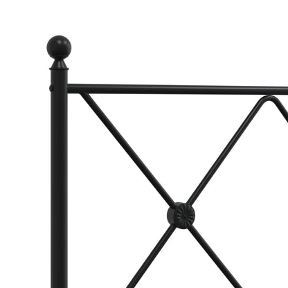 Metal Bed Frame with Headboard Black 75x190 cm Small Single