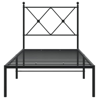 Metal Bed Frame with Headboard Black 80x200 cm