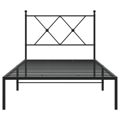 Metal Bed Frame with Headboard Black 90x190 cm Single