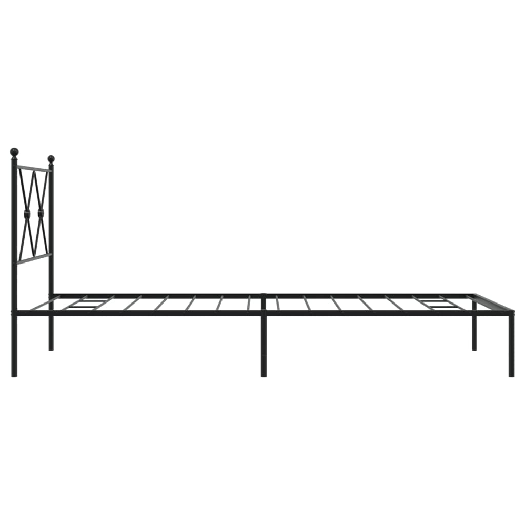 Metal Bed Frame with Headboard Black 90x200 cm