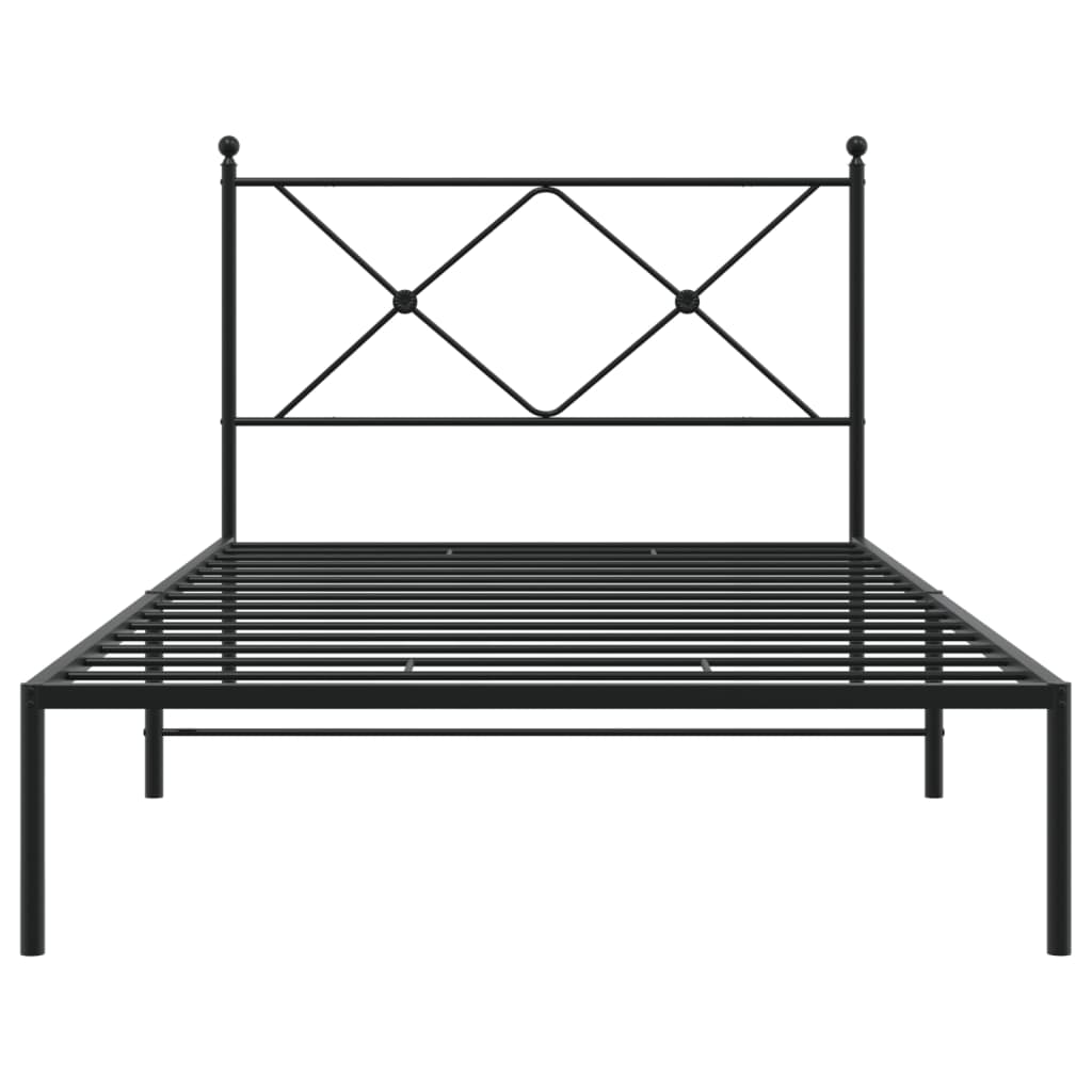 Metal Bed Frame with Headboard Black 100x200 cm