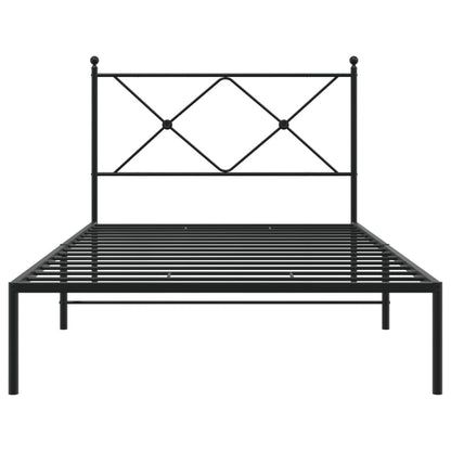 Metal Bed Frame with Headboard Black 100x200 cm