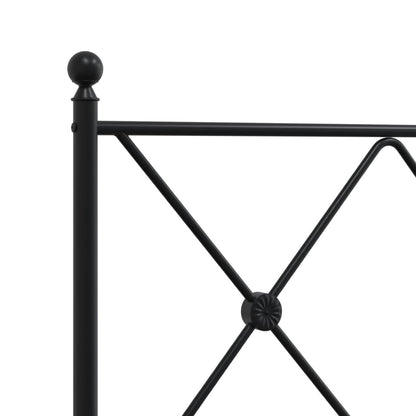 Metal Bed Frame with Headboard Black 100x200 cm