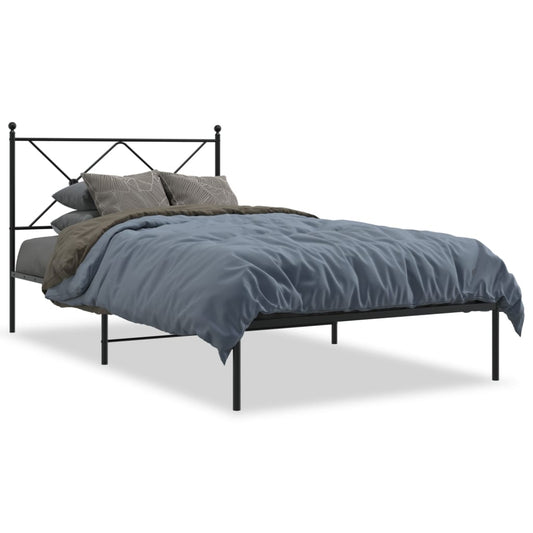 Metal Bed Frame with Headboard Black 100x200 cm