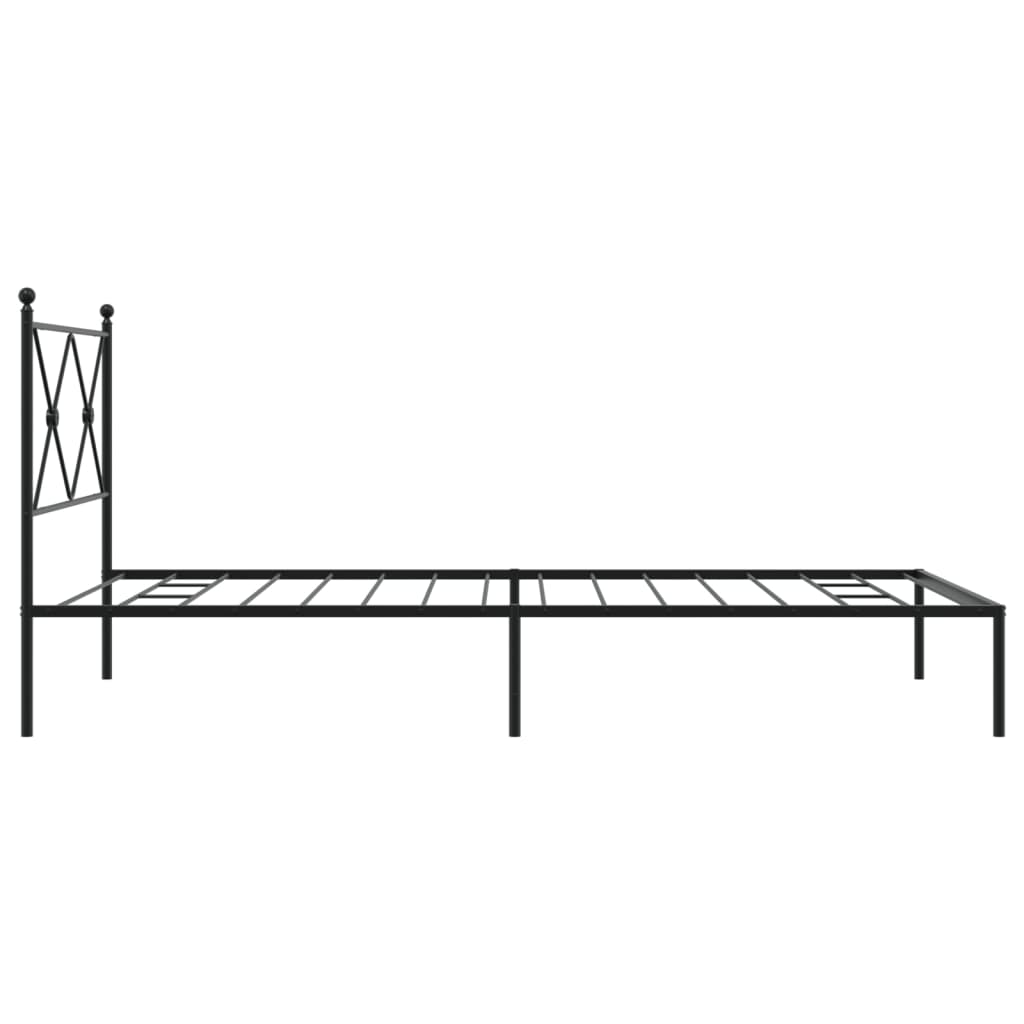 Metal Bed Frame with Headboard Black 107x203 cm