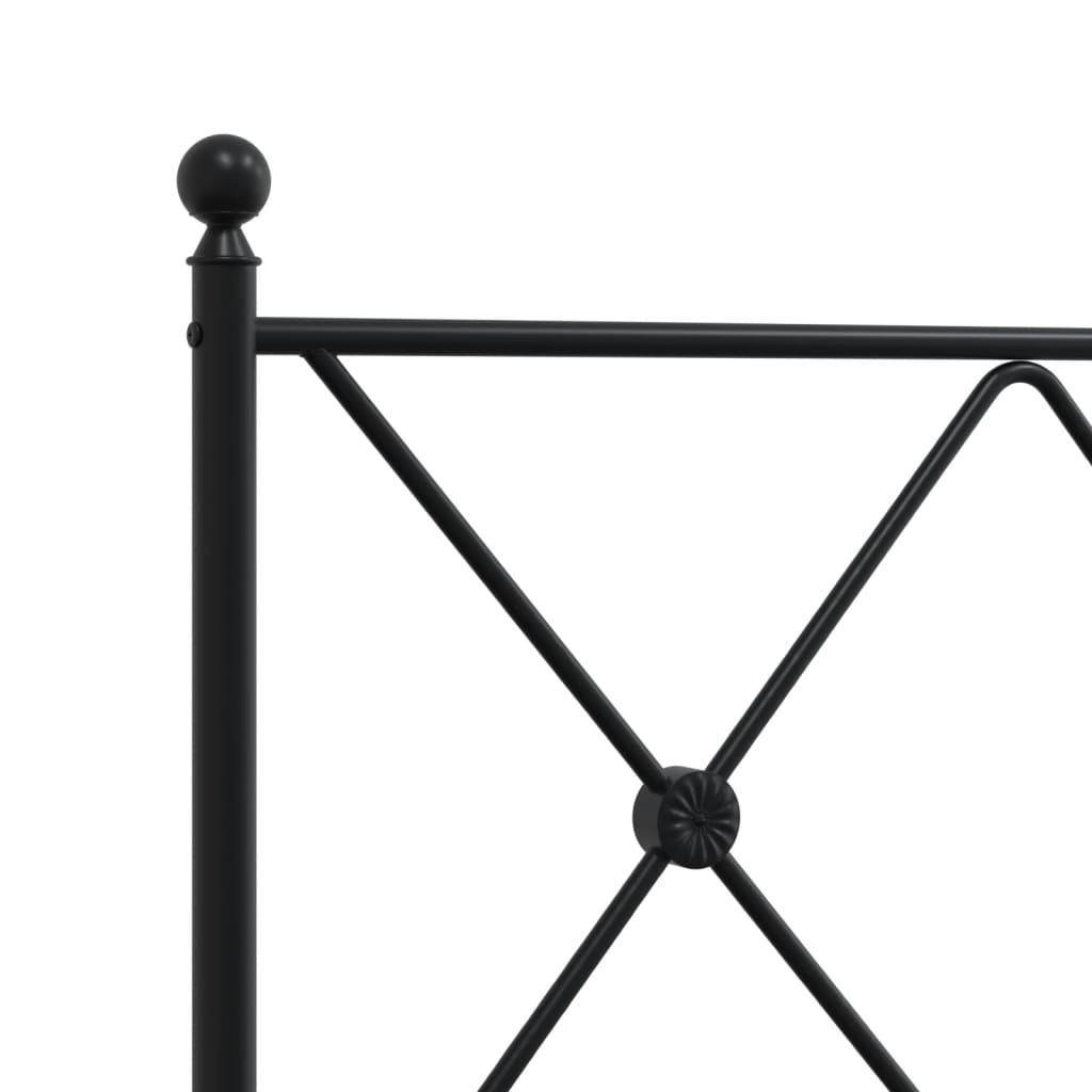 Metal Bed Frame with Headboard Black 107x203 cm