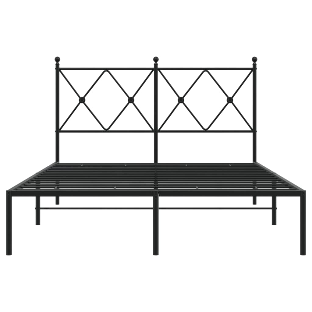 Metal Bed Frame with Headboard Black 120x190 cm Small Double