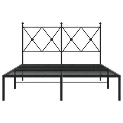 Metal Bed Frame with Headboard Black 120x190 cm Small Double