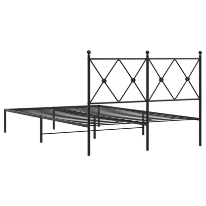 Metal Bed Frame with Headboard Black 120x190 cm Small Double