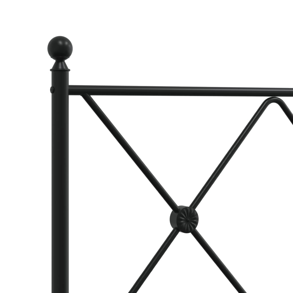 Metal Bed Frame with Headboard Black 120x190 cm Small Double