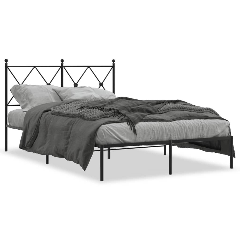 Metal Bed Frame without Mattress with Headboard Black 120x200 cm