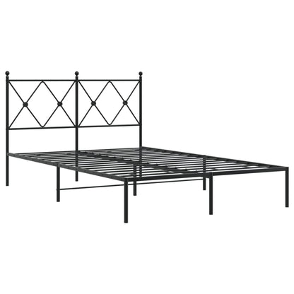 Metal Bed Frame without Mattress with Headboard Black 120x200 cm