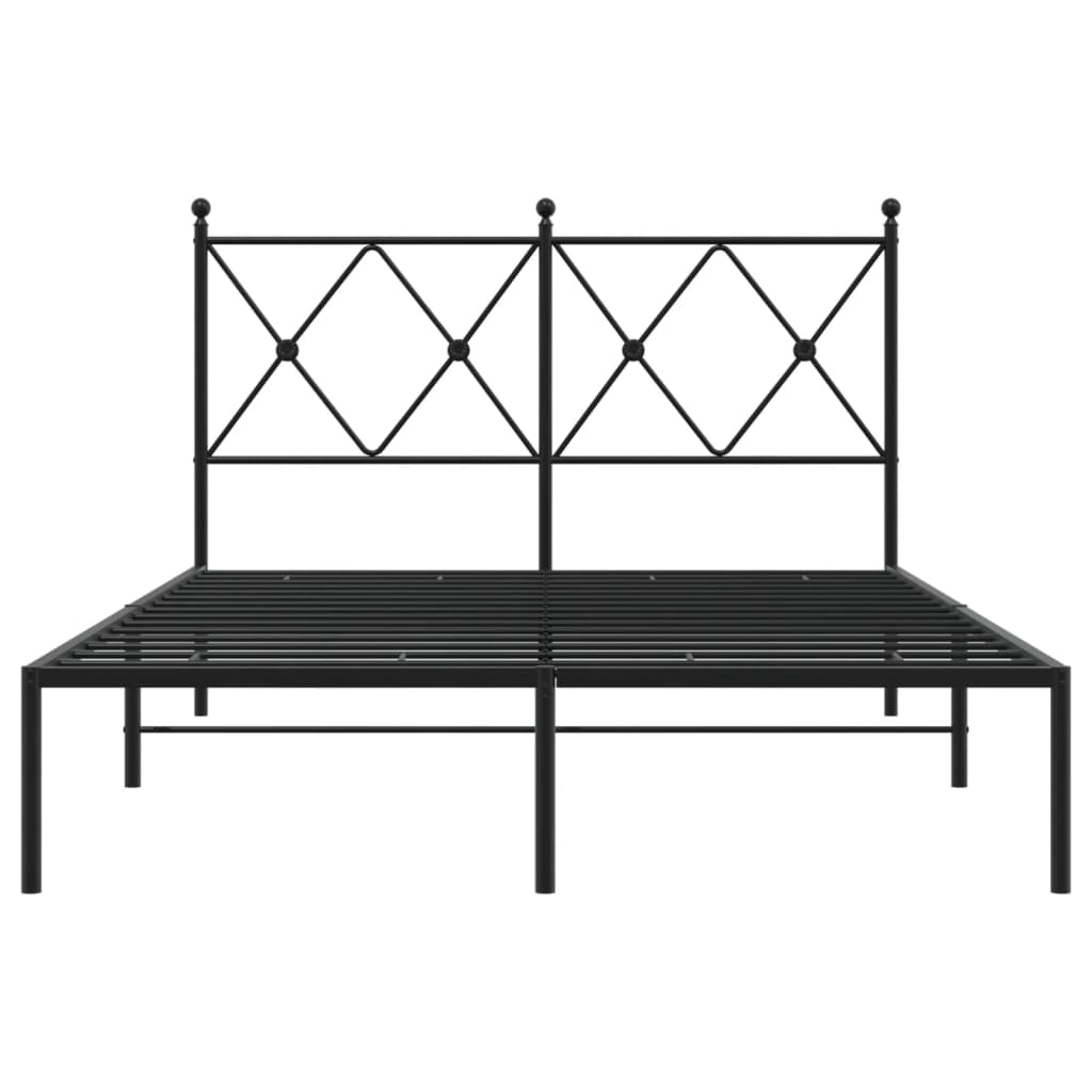 Metal Bed Frame without Mattress with Headboard Black 120x200 cm