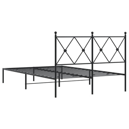 Metal Bed Frame without Mattress with Headboard Black 120x200 cm