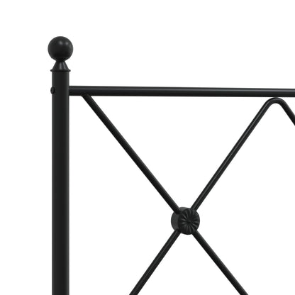 Metal Bed Frame without Mattress with Headboard Black 120x200 cm