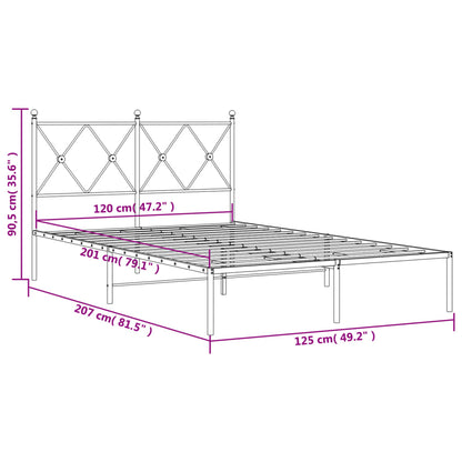 Metal Bed Frame without Mattress with Headboard Black 120x200 cm