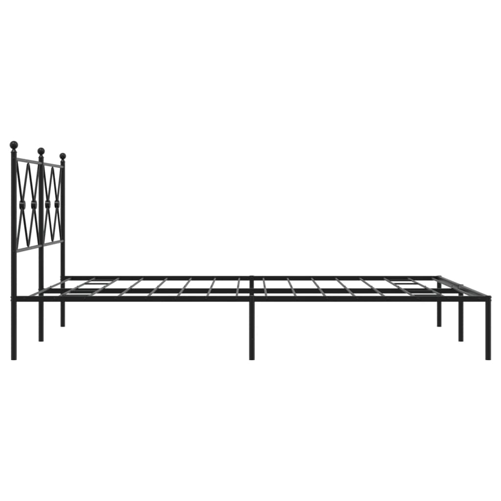 Metal Bed Frame with Headboard Black 135x190 cm Double