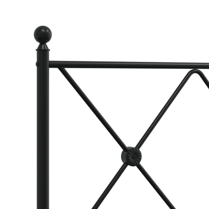 Metal Bed Frame with Headboard Black 135x190 cm Double