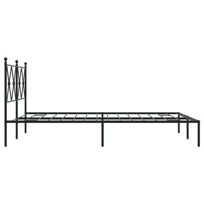 Metal Bed Frame with Headboard Black 140x200 cm