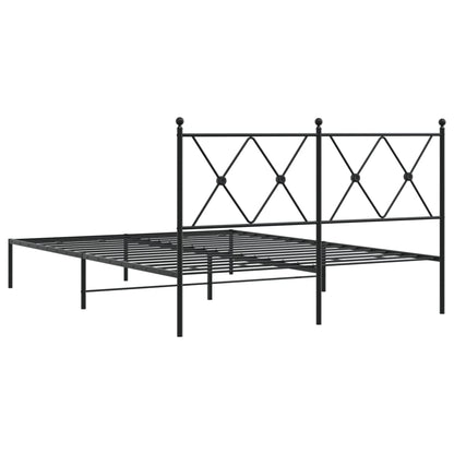 Metal Bed Frame with Headboard Black 140x200 cm