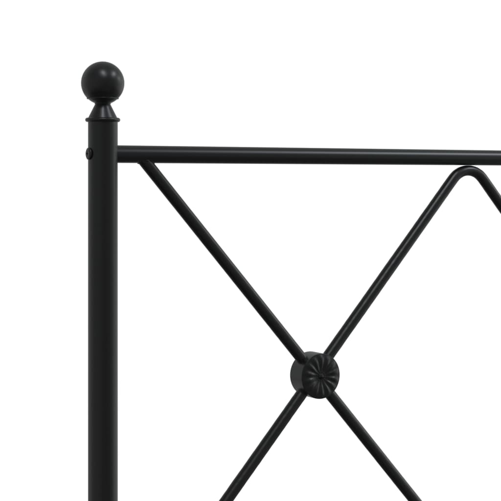 Metal Bed Frame with Headboard Black 140x200 cm