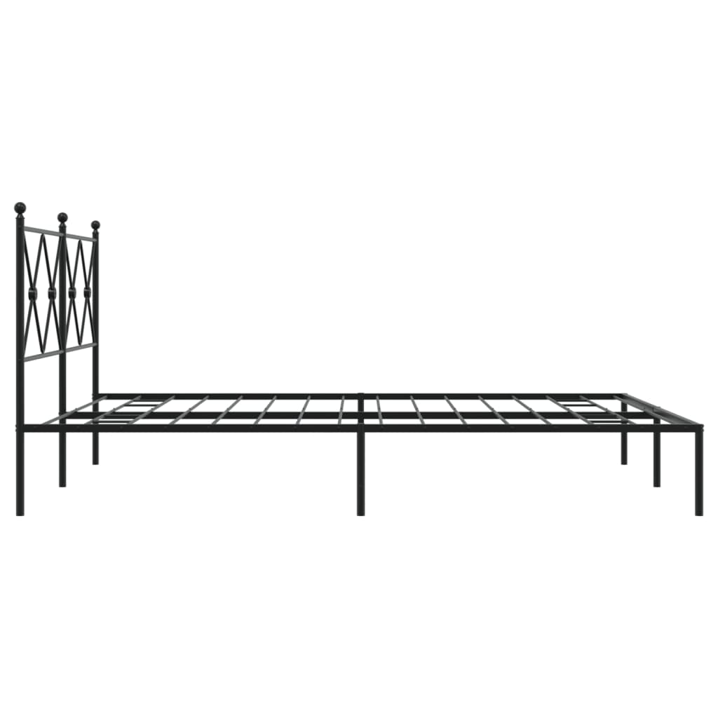 Metal Bed Frame with Headboard Black 150x200 cm King Size