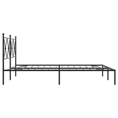 Metal Bed Frame with Headboard Black 160x200 cm