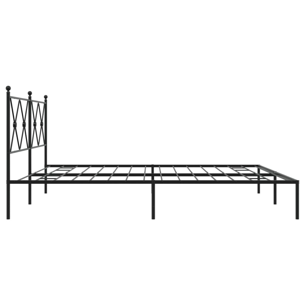 Metal Bed Frame with Headboard Black 180x200 cm Super King