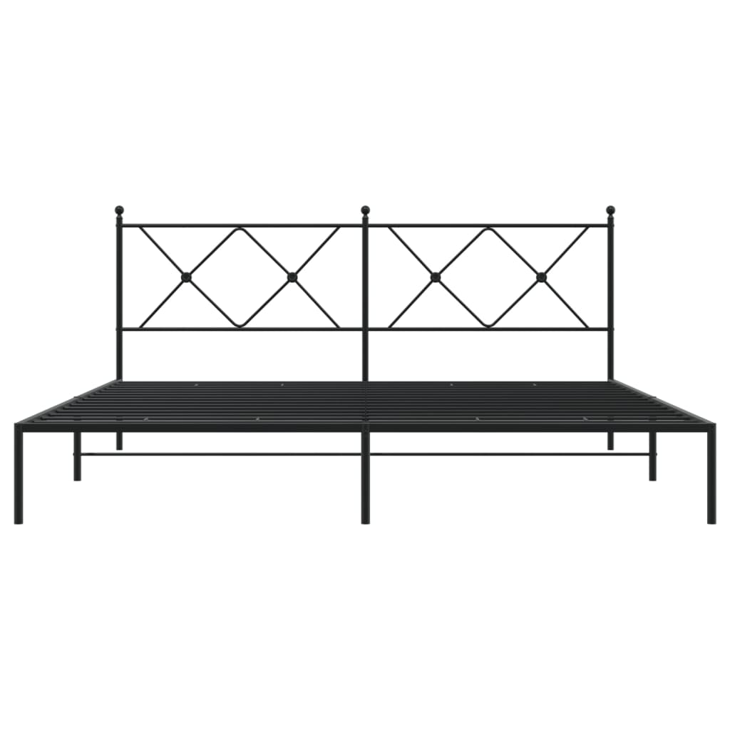 Metal Bed Frame with Headboard Black 183x213 cm