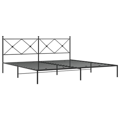 Metal Bed Frame with Headboard Black 200x200 cm