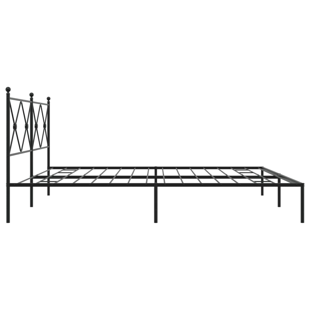 Metal Bed Frame with Headboard Black 200x200 cm