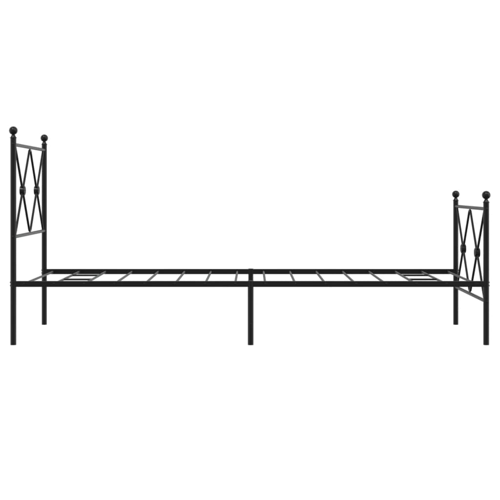 Metal Bed Frame with Headboard and Footboard Black 75x190 cm Small Single