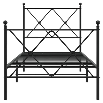 Metal Bed Frame with Headboard and Footboard Black 80x200 cm