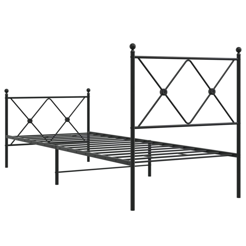 Metal Bed Frame with Headboard and Footboard Black 80x200 cm