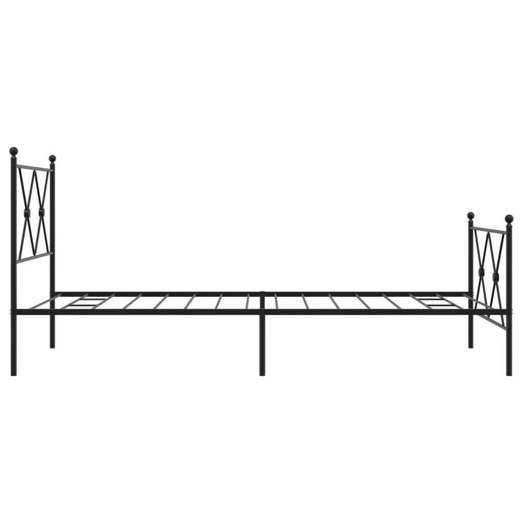 Metal Bed Frame with Headboard and Footboard Black 90x190 cm Single