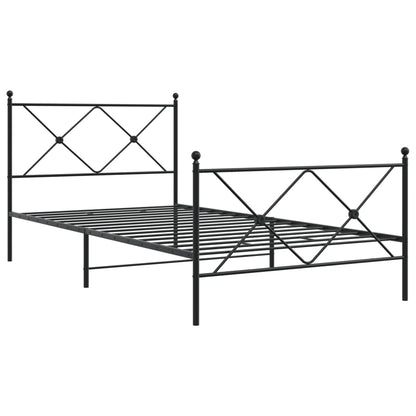 Metal Bed Frame without Mattress with Footboard Black 100x190cm